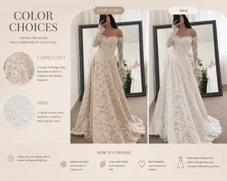 Lace V-Neck A-Line Wedding Dress, Long Sleeve Bridal Gown, Boho Outdoor Ceremony image 2