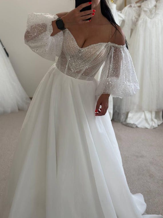 Bohemian Sparkly Sequin Corset Wedding Dress, Gorgeus Maxi Fairytale Bridal Gown, Flowy Puff Sleeve Beach Wedding Dress - Etsy Bohemian Sparkly Sequin Corset Wedding Dress, Gorgeus Maxi Fairytale Bridal Gown, Flowy Puff Sleeve Beach Wedding Dress - Etsy