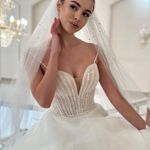 Ivory Satin Bridal Gown, Deep V Silk Dress, Front Slit Wedding Attire, Elegant Yet Minimalistic