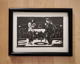Pulp Fiction Dance Scene Linocut Print | Iconic Movie Scene