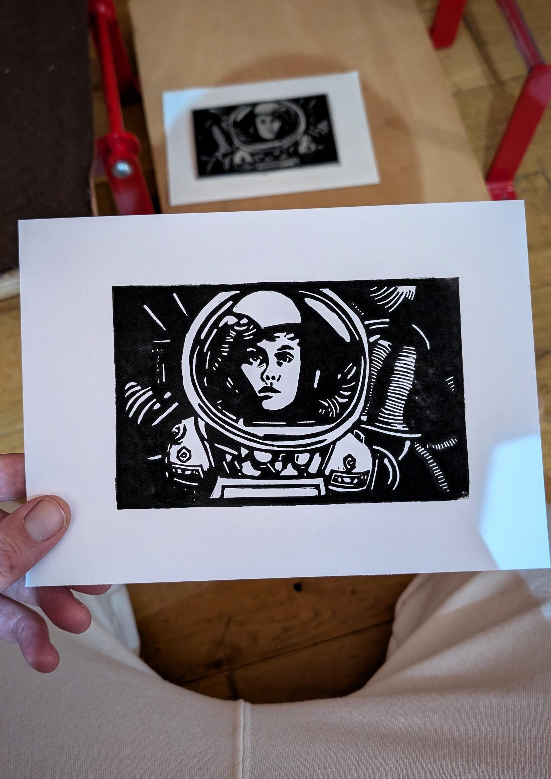 Alien Linocut Print | 5x7