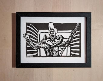 The Fifth Element Linocut | Limited Edition Ruby Rhod Handmade Relief Print | 7x5"