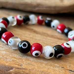 Evil Eye Bracelet, Black and White and Red All Over