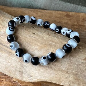 Evil Eye Bracelet, Black and White, Evil Eye Bracelet, Christmas Bracelet, Unique Gift Under 20