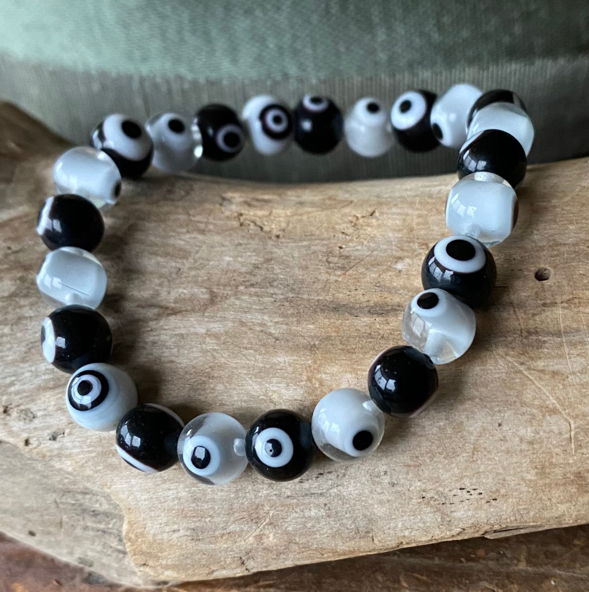 Evil Eye Bracelet, Black and White, Evil Eye Bracelet, Christmas