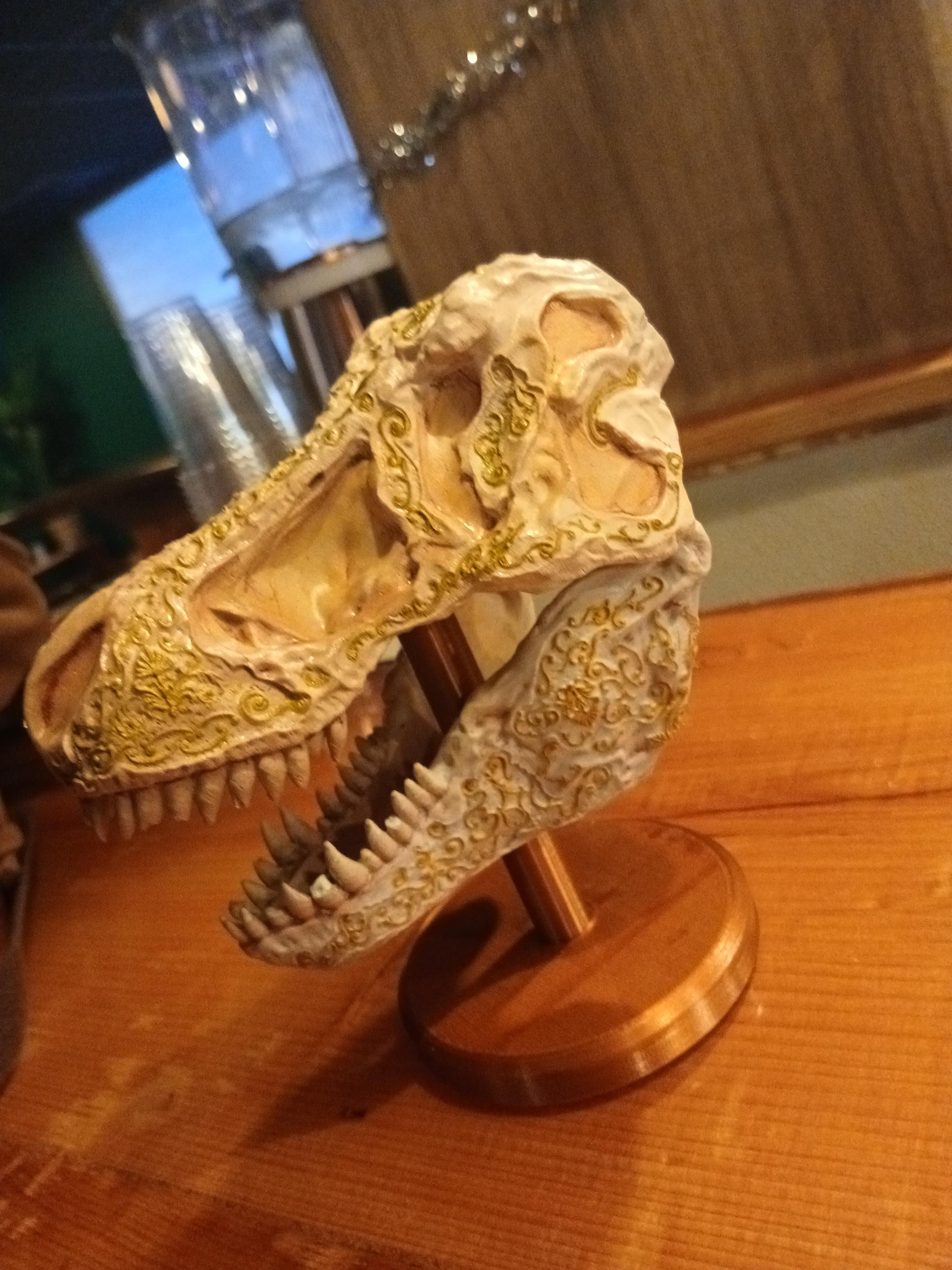 Gold Filigree T-Rex Skull