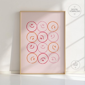 Smiley Face Wall Art Poster | Retro Y2K Happy Face Print | Aesthetic Smiley Poster for Kids Room & Nursery | Happy Decor for children