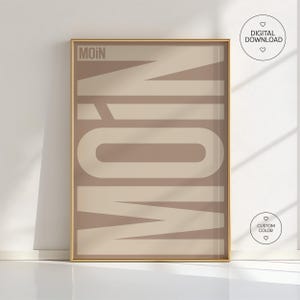 Moin Moin Digital Print – German Typography Wall Art, Coastal Decor, Minimalist Download for Kitchen or Office, Nordic Sea Lover Gift