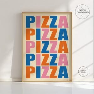 Retro Pizza Poster – Personalisierter Kunstdruck mit anpassbaren Farben – Typografie Wanddeko für Küche – Geschenkidee für Foodies
