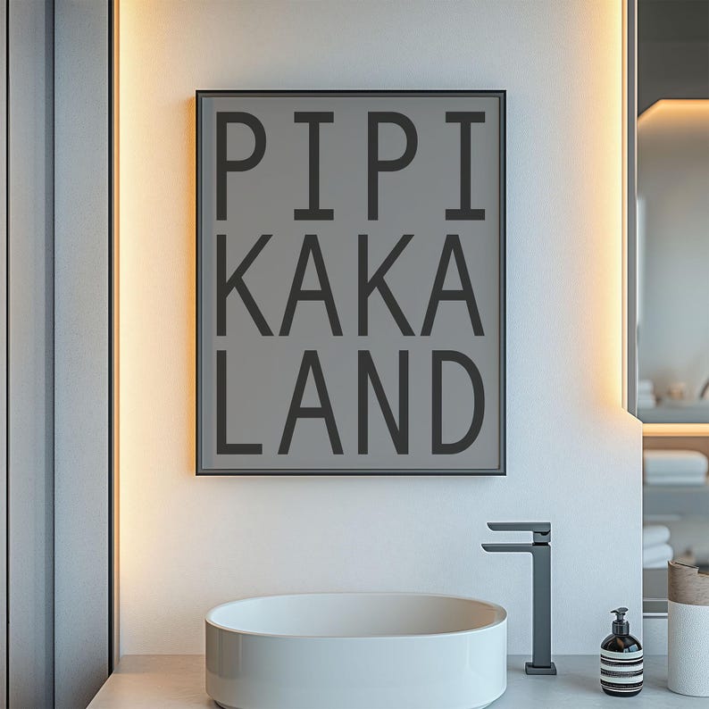Guest Bathroom Poster – Funny Toilet Wall Art – PIPIKAKALAND Sign ...
