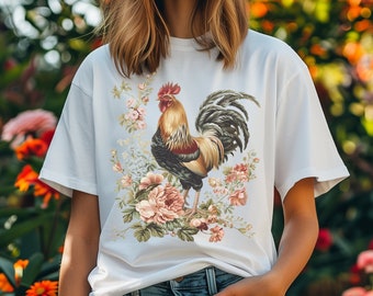 Cottagecore Rooster Shirt, Vintage rooster Tee, Unisex Spring Shirt, Gift for rooster lovers, French rooster graphic tee