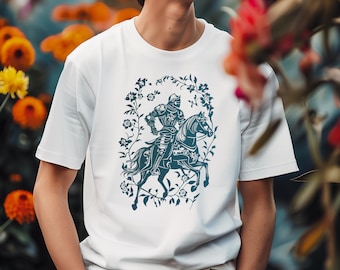 Chemise Knightcore, t-shirt médiéval Castlecore, tee-shirt Floral Knight, chemise fantasy art château