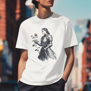 princess in armor unisex shirt, castlecore medieval tshirt, Floral Knightcore princess tee, castle art fantasy shirt, fairy tale shirt,