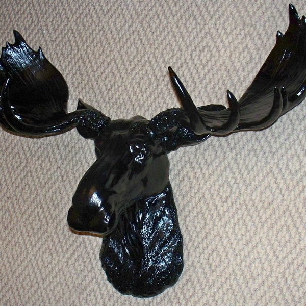 Ebony Moose.........Faux Taxidermy,Antlers,Moose Head,Mount,Deer,Black