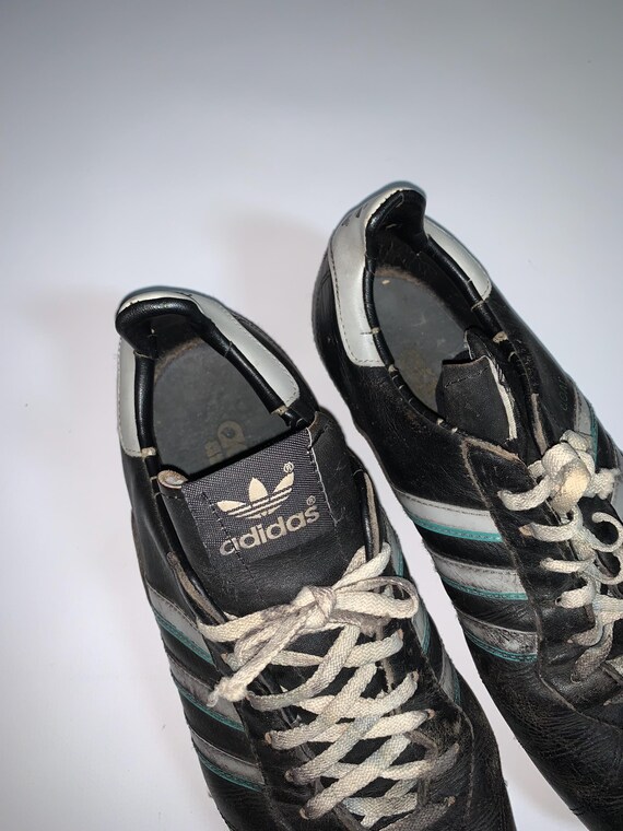 Adidas Goal Vintage 80s Black Football Soccer Cleats Leather Boots Very Rare