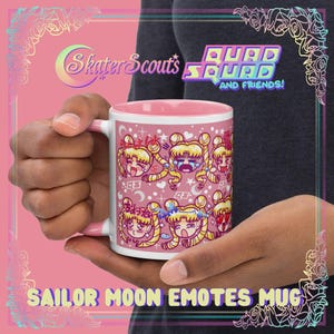 Sailor Moon Emotes-koffiemok met handvat en roze glazuur aan de binnenkant