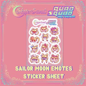 Feuille d'autocollants en vinyle Sailor Moon Emotes pour bouteilles d'eau, journaux, casques, étuis de téléphone portable