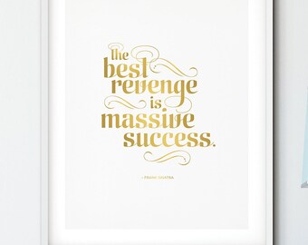Best Revenge, Typographic, PRINTABLE art, Gold, Minimalist decor, Modern art, Large wall art, Poster