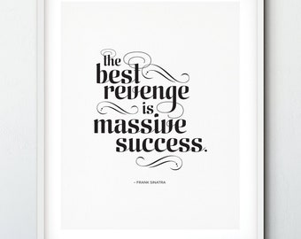 Best Revenge, Typographic PRINTABLE art, Black and White, Minimalist decor, Modern art, Large wall art, Poster