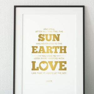 Sun Earth Love, art PRINTABLE typographique, noir et blanc, décor minimaliste, art moderne, grand art mural, affiche