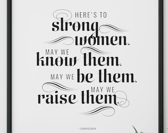 Strong Women Typographic Print, Minimalist Wall Art (Digital Download)