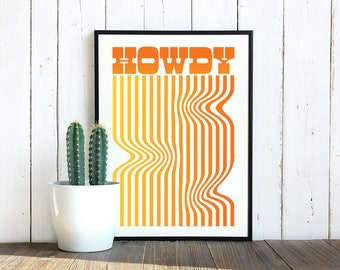 Howdy Typographic Poster - Digital Download - Printable wall art - large wall art