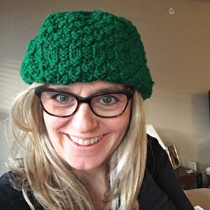 Knit Hat Slouchy Hand Knit Beanie - Perfect Green