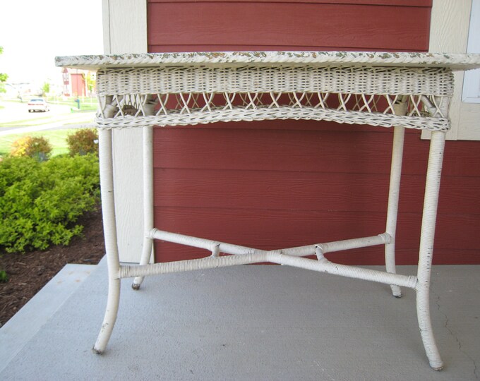 Antique Wicker Table Library Table 1910s 3207W Etsy