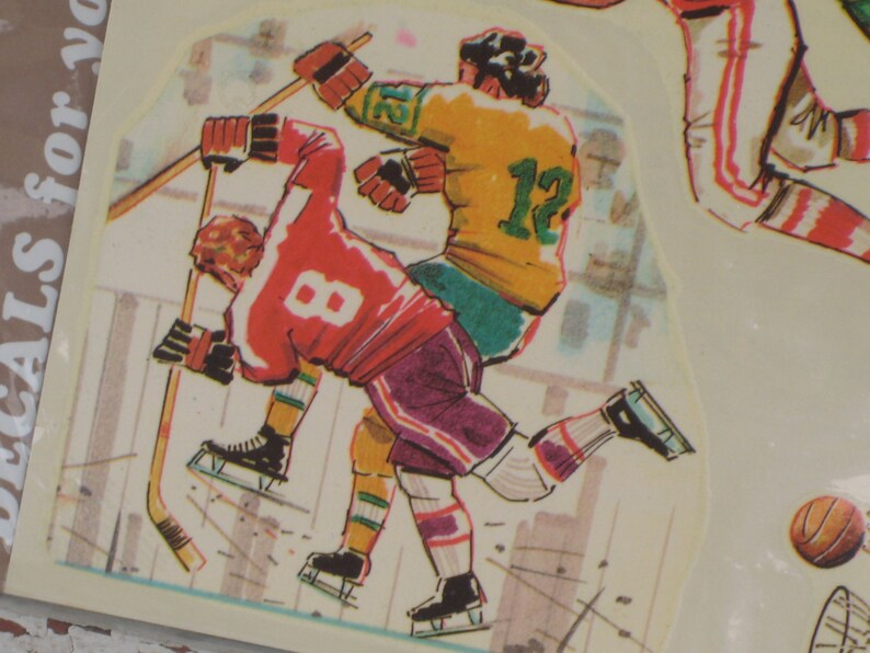 Vintage Meyercord Decals Sports Football Hockey Baseball Basketball 1970s 1673-W image 1