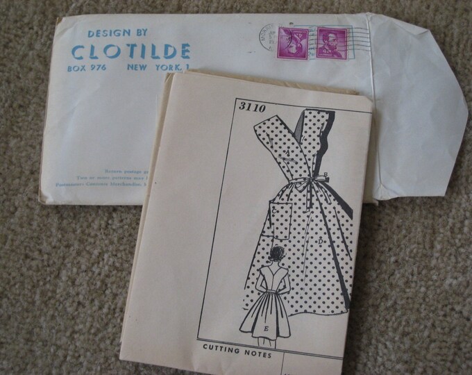 Vintage 1950s Clotilde Sewing Pattern for Apron Dress No. 3110 Etsy