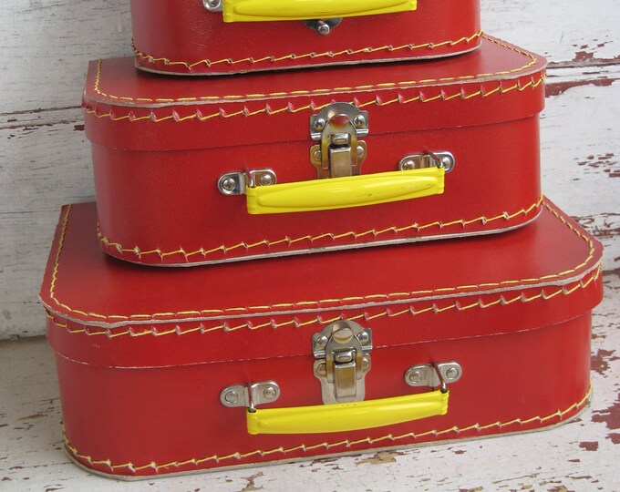 Vintage Suitcase Set of 3 Pasteboard Cardboard Suitcases Ca. 1950s 3768W Etsy