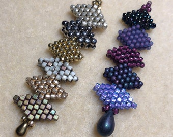 Diamond Stax Tutorial | Peyote & Herringbone Diamond Beads | Beadweaving PDF Pattern