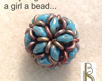 5-Bead Beaded Ball Tutorial | SuperDuo & O Bead Seed Bead Pattern | Digital Beadweaving Instructions