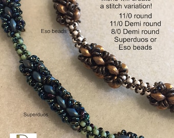 Seed Bead Rope Stitch Tutorial | SuperDuo, Demi Round, Eso Beads (PDF Pattern)