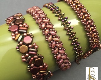 Quad Wrap Bracelet Tutorial | Honeycomb Beads & Herringbone Stitch | Multi-Wrap Beadweaving PDF