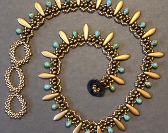 Bella Stitch Necklace Tutorial | Seed Bead & Two-Hole Dagger Beads | Beadweaving PDF Pattern