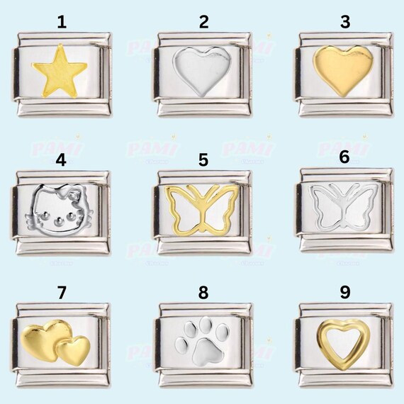 Stainless Steel Paw Print Heart Italian Charm Link - For Custom Charm Bracelets, Gifts For Pet Lovers