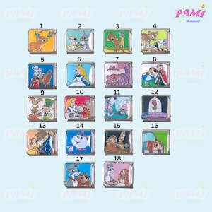 Charm italiano de película de dibujos animados de estilo vintage, modular, compatible con todas las pulseras de acero inoxidable de 9 mm.