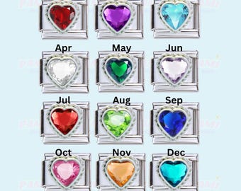 Birth Month Stone Italian Charm: 9mm Classic Bracelet Gem