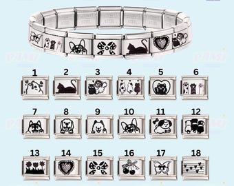 Laser flower dog cat butterfly bow flower y2k Italian charms bracelet- Fits classic 9mm  Italian charms bracelet