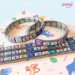 Charm italiano estilo dibujos animados de Winnie the Pooh Modular - Se adapta a todas las pulseras de acero inoxidable de 9 mm
