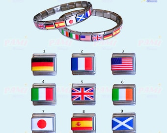 National country Union Jack UK USA Germany Scotland Ireland Flag Italian charm- Fits all classic Italian charms  simple bracelet