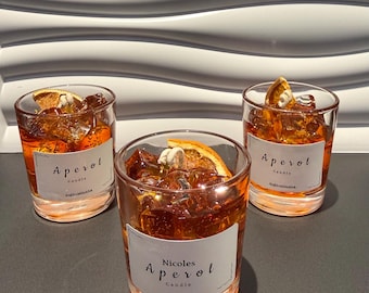 Mini Aperol Spritz Kerze - Muttertag - Geburtstagsgeschenk - Gastgeschenk Hochzeit - Valentinstag - Ostern - Personalisierte Kerze