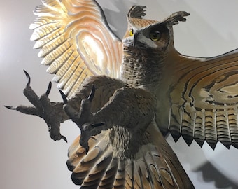 Raven Chandelier wood sculpture by Jason Tennant, Hand carved woodcarving and steel Raven Chandelier wood sculpture by Jason Tennant, Hand carved woodcarving and steel