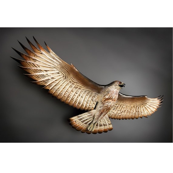 Hawk Woodcarving Flying Sculpture by Jason Tennant - Etsy