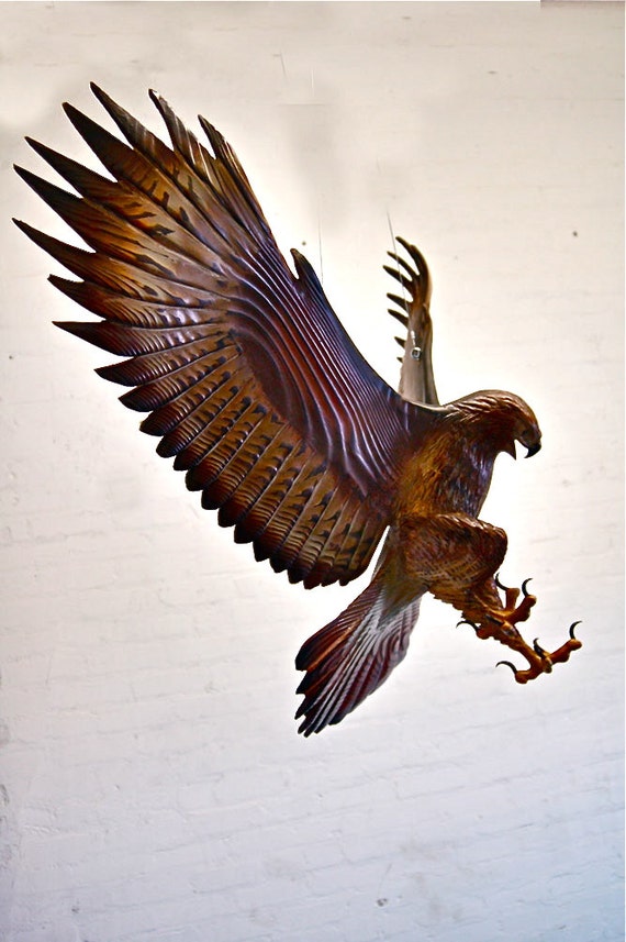 Hawk Wood Sculpture Attacking by Jason Tennant - Etsy