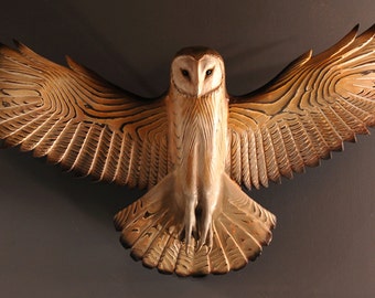 Barn Owl wood sculpture wall art  Jason Tennant