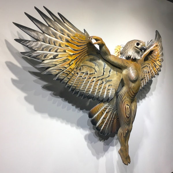 Phoenix wood carving Nike Of The Forest  Jason Tennant wood carving