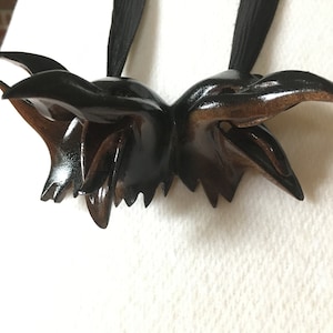 Laughing Crow Necklace Carved from Walnut with a Black Lacquer Finish on Top by Jason Tennant image 3