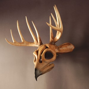 Antler Reverence For Prey Mask wood carving by Jason Tennant. Nature art, wildlife art image 4